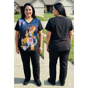 Disney Beauty and the Beast Nurse Scrub Top 4XL V-Neck Belle Beast TF627 Plus